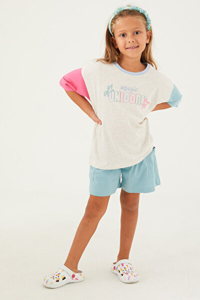 ROLY POLY Rolypoly Magic Unicorn Cream Girls Short Sleeve Shorts Set