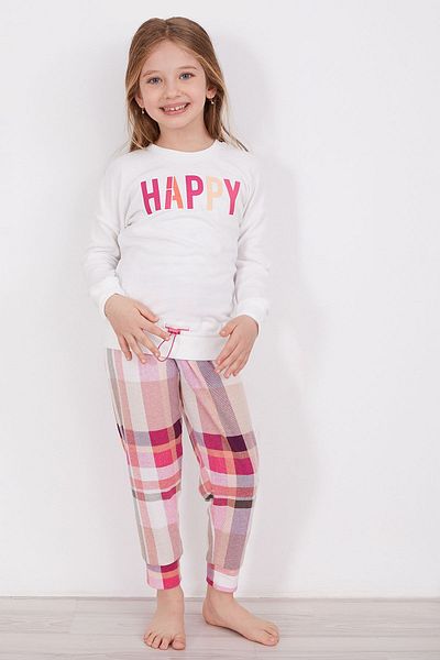 Arnetta Happy Cream Girl's Long Sleeve Pajama Set