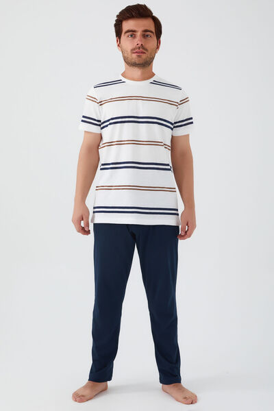 Arnetta Krem Krem Erkek Uzun Kol Pijama Takım