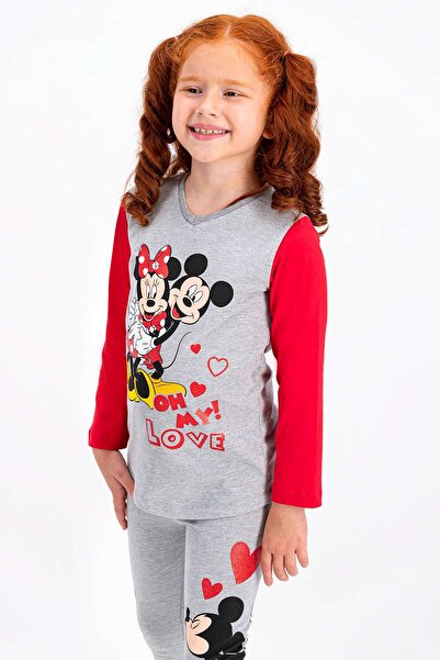 Minnie Mouse Lisanslı Grimelanj Kız Çocuk Tayt Takım