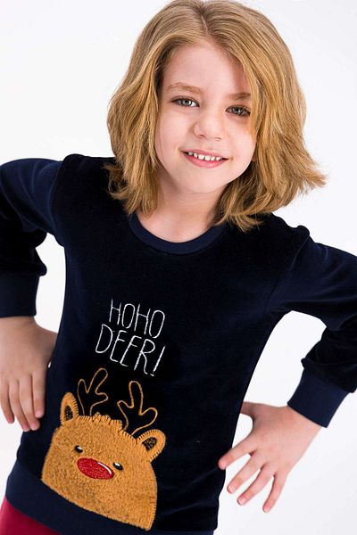 ROLY POLY Σετ Πιτζάμες Boy Velvet - Rolypoly Hoho Deer Navy Blue