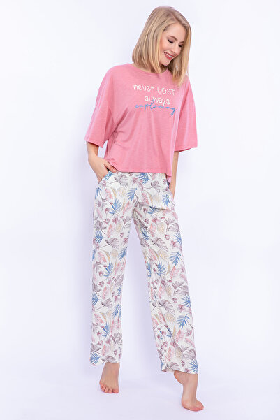 Arnetta Never Lost Retro Pembe Bol Kesim Kadın Pijama Takımı
