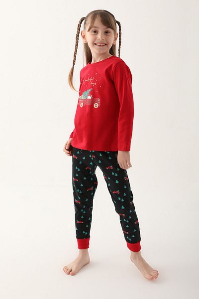 Arnetta Girl's Red Long Sleeve Pajama Set