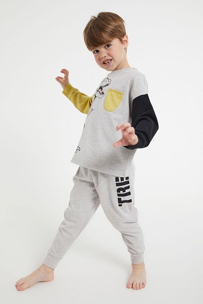 ROLY POLY Rolypoly Dinosaur Beige Melange Boy's Long Sleeve Pajama Set