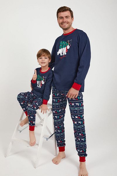 Arnetta Boy's Navy Blue Polar Bear Long Sleeve Pajama Set