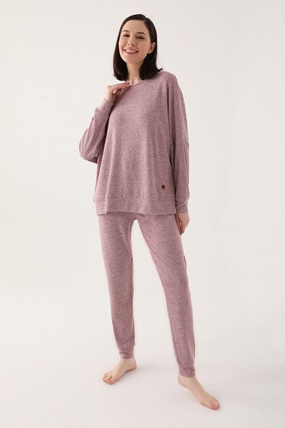 Pierre Cardin Bright Pinstripe Brown Women's Long Sleeve Pajama Set