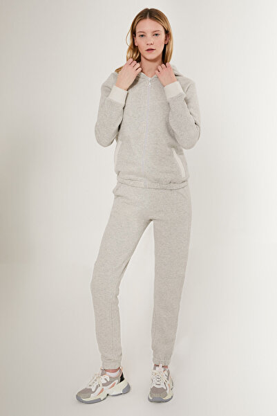 Arnetta With Zipper Gri Kadın Uzun Kol Eşofman Takım
