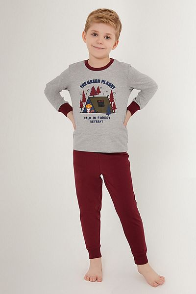 Rolypoly The Green Planet Gray Boy's Long Sleeve Pajama Set