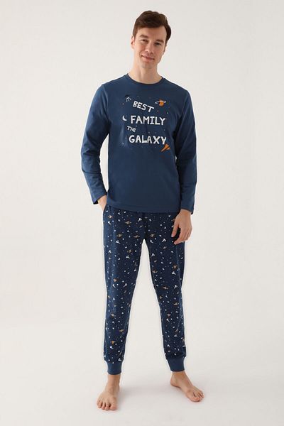 Rolypoly Best Kids The Galaxy Dark Blue Ανδρικό Σετ μακρυμάνικο πιτζάμα