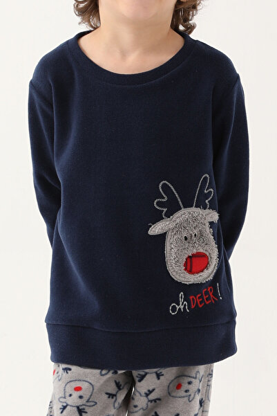 Arnetta Deers Lacivert Erkek Çocuk Uzun Kol Pijama Takım