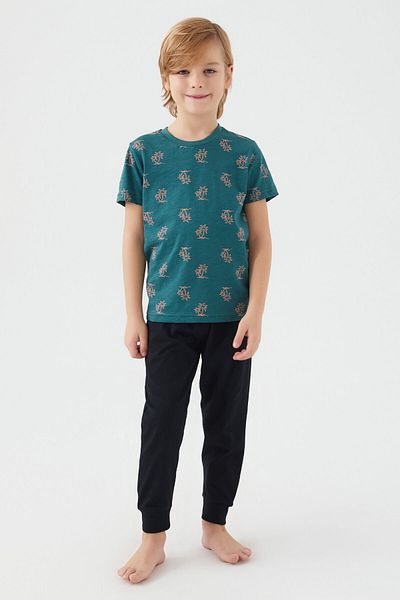Arnetta Costum de pijama cu mânecă scurtă pentru băiat verde Parrot