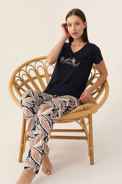 Arnetta Keep Navy Blue Women's Short Sleeve Pajama Set