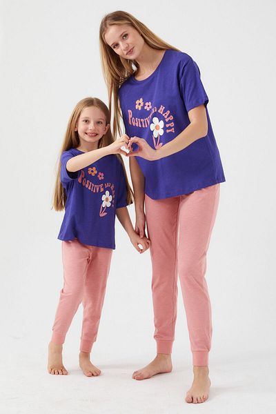 ROLY POLY Rolypoly Positive And Happy Purple Women's Short Sleeve Pajamas Set