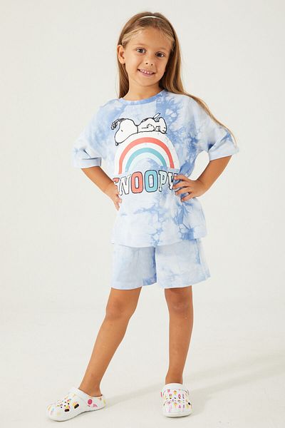 SNOOPY Girl's Blue Shorts Suit