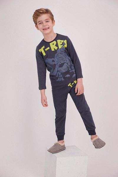 ROLY POLY Boy's Rolypoly T-rex Anthracite Long Sleeve Tracksuit Set