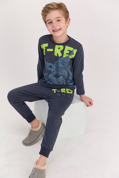 ROLY POLY Boy's Rolypoly T-rex Anthracite Long Sleeve Tracksuit Set