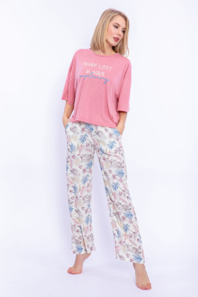 Arnetta Never Lost Retro Pembe Bol Kesim Kadın Pijama Takımı