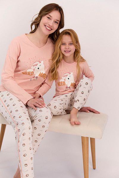Arnetta Need More Mocha Girl's Long Sleeve Pajama Set