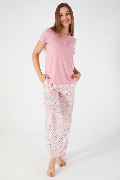 Pierre Cardin Flowering Pink Gül Kurusu Kadın Kısa Kol Pijama Takım