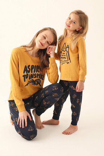Rolypoly Climb Your Big Dreams Brown Women's Long Sleeve Pajama Set