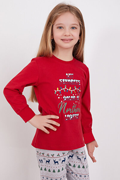 ROLY POLY Rolypoly My Favorite Color Is Northern Nights Kırmızı Kız Çocuk Uzun Kol Pijama Takım