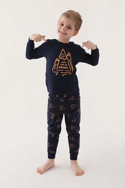 Rolypoly Boy's Navy Blue Long Sleeve Pajama Set - Aspire To Inside