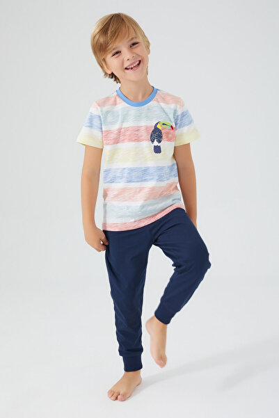 ROLY POLY Rolypoly Bird Pattern Cream Boy Short Sleeve Pajama Set