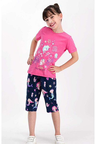 ROLY POLY Rolypoly Sea Life - Pink Girl's Capri Set, Crew Neck