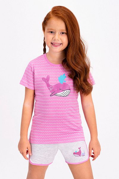 ROLY POLY Girl's Pink Whale Printed Shorts Set