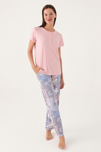 Pierre Cardin Set de pijamale cu mânecă scurtă pentru femei Leaf Pink