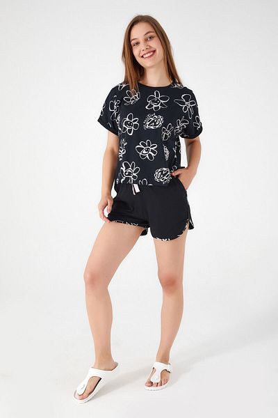 Arnetta Black Mother Girl Shorts Set