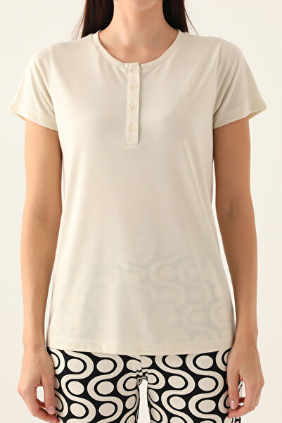 Arnetta Kadın Krem Kısa Kol Pijama Takım