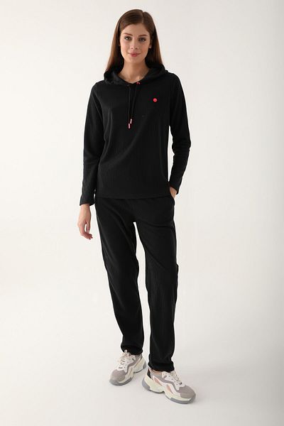 Pierre Cardin Black Women's Tracksuit Set - Small Button Detail, Long Sleeve