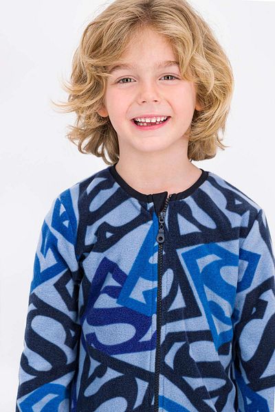 Superman Boy's Navy Blue Fleece Overalls - Licensed