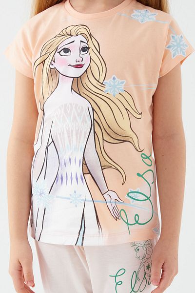 Frozen Elsa Salmon Girl's Short Sleeve Pajama Set
