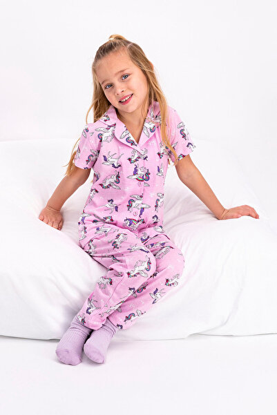 ROLY POLY Rolypoly Unicorn Toz Pembe Kız Çocuk Gömlek Pijama