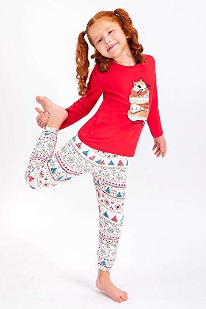 Arnetta Winter Squirrel Light Red Girls' Pajama Set