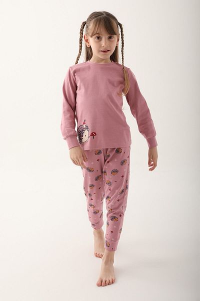 Arnetta Awesome Hedgehog Purple Girl's Long Sleeve Pajama Set