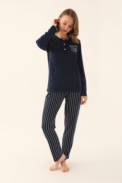 Pierre Cardin Set de pijamale cu mânecă lungă pentru femei bleumarin