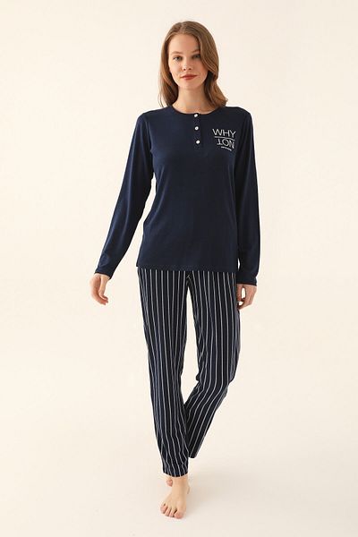 Pierre Cardin Set de pijamale cu mânecă lungă pentru femei bleumarin