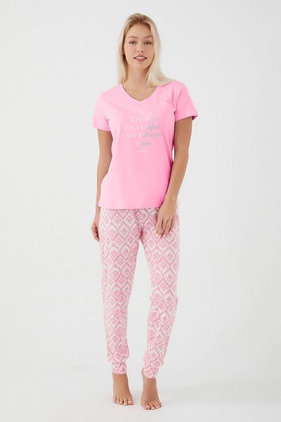 Pierre Cardin Costum de pijama cu mânecă scurtă pentru femei Life Is Beautiful Powder Pink