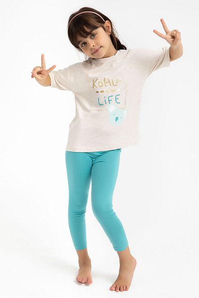 ROLY POLY Rolypoly Girl's Cream Short Sleeve Pajama Set