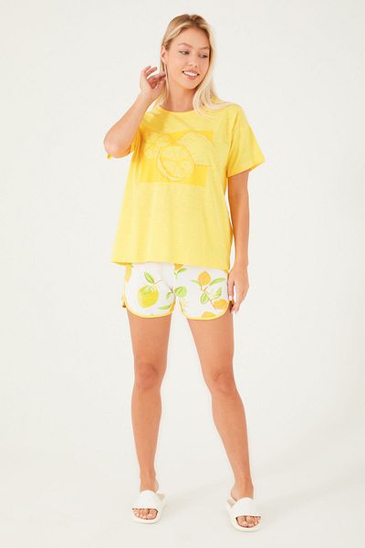 ROLY POLY Yellow Rolypoly Lemon Pattern Women's Shorts Set