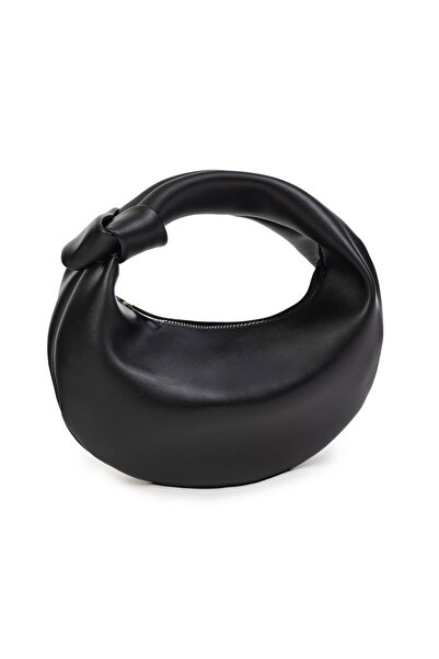NOTHING Women's Black Mini Baguette Knot Detailed Zippered Handbag