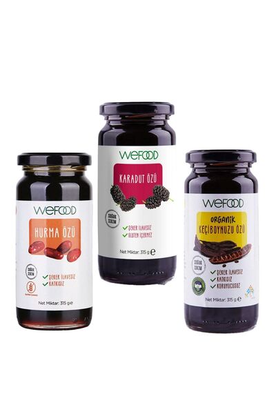 Wefood Organik Keçiboynuzu Özü 315 Gr+ Hurma Özü 315 Gr + Karadut Özü 315 Gr