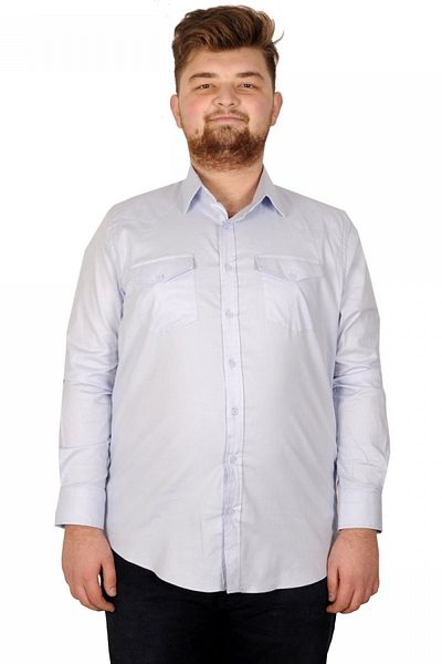 ModeXL Cămașă Bărbați Mode Xl Ukol Gabardine Double Buzunar 20360 Albastru