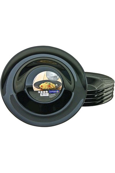 Luminarc Friens Time Black 28 Cm 6-Piece Pasta Ravioli Plate.