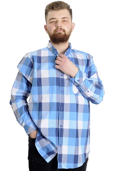 ModeXL Ανδρικό πουκάμισο Plus Size Mode XL - Καρό, μακρυμάνικο 23300 Antramelange