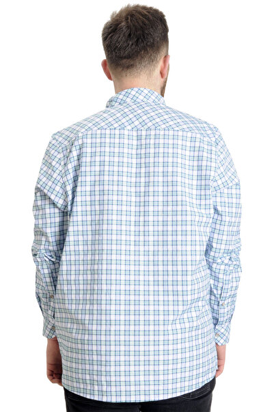 ModeXL Mode Xl Plus Size Ανδρικό πουκάμισο καρό μακρυμάνικο 23300 Mint Green