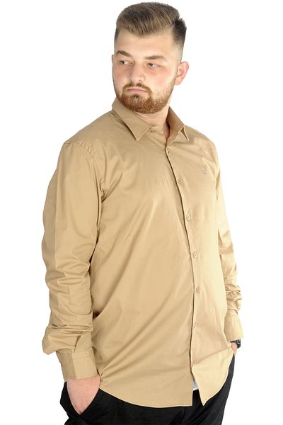 ModeXL Mode Xl Ανδρικό Κλασικό Πουκάμισο Lycra 20351 Μπεζ